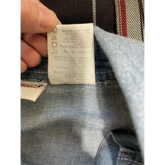 Vintage Embroidered Sunflower Cat Bird Button Front Short Sleeve Denim Shirt Med - Picture 8 of 14